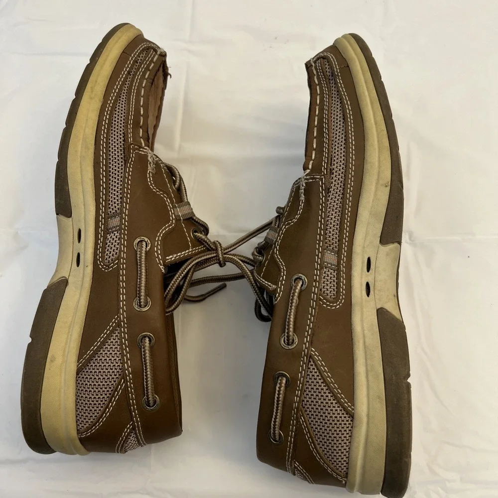 Thom McAn KELLAN Mens 8 Leather Boat Shoes Brown Lace‎ Up Casual Loafers 20205